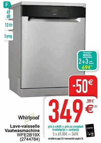Cora Whirlpool lave-vaisselle vaatwasmachine wfe2b19x aanbieding
