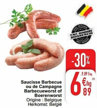 Cora Saucisse barbecue ou de campagne barbecueworst of boerenworst aanbieding