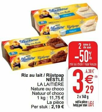 Cora Riz au lait - rijstpap nestlé la laitière aanbieding