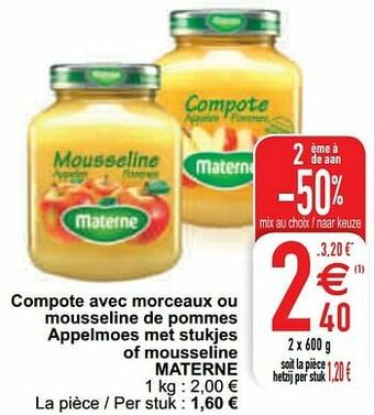 Cora Compote avec morceaux ou mousseline de pommes appelmoes met stukjes of mousseline materne aanbieding