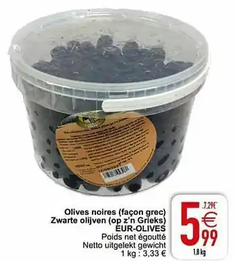 Cora Olives noires façon grec zwarte olijven op z`n grieks eur-olives aanbieding