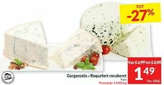 Intermarché Gorgonzola of roquefort rocaberet kaas aanbieding