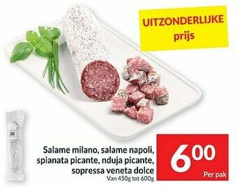 Intermarché Salame milano salame napoli spianata picante nduja picante sopressa veneta dolce aanbieding