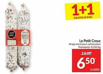 Intermarché Le petit creux droge worst puur varkensvlees aanbieding