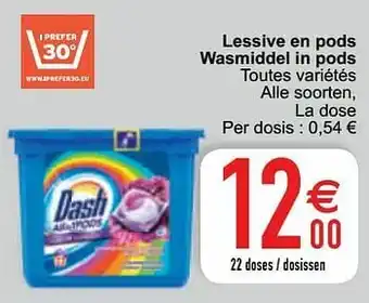 Cora Lessive en pods wasmiddel in pods aanbieding