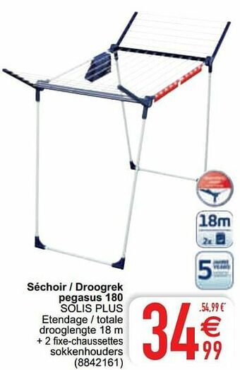 Cora Séchoir - droogrek pegasus 180 solis plus aanbieding