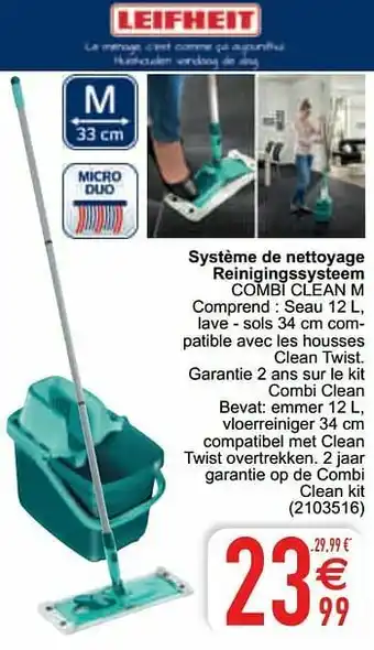 Cora Système de nettoyage reinigingssysteem combi clean m aanbieding