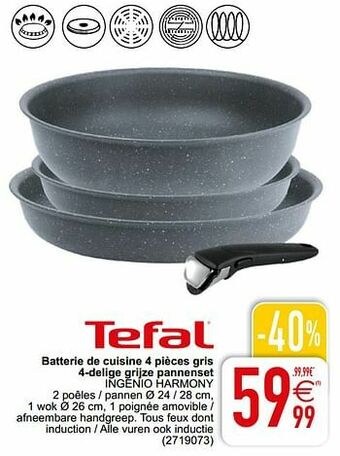 Batterie de cuisine 4 pièces gris 4-delige grijze pannenset ingenio harmony