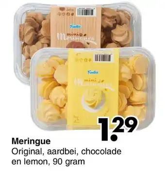 Wibra Meringue original, aardbei, chocolade en lemon, 90 gram aanbieding
