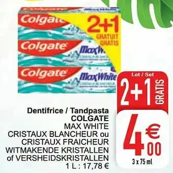 Cora Dentifrice - tandpasta colgate aanbieding