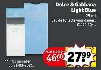 Kruidvat Dolce + gabbana light blue edt aanbieding