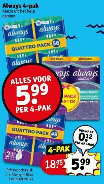 Kruidvat Always ultra long aanbieding