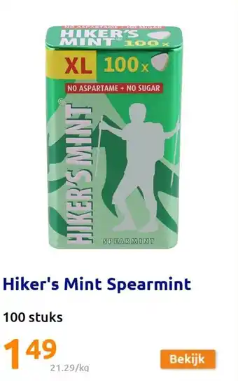 Action Hiker's Mint Spearmint 100 Stuks aanbieding
