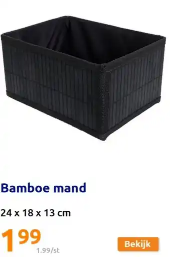 Action Bamboe Mand 24 x 18 x 13cm aanbieding