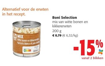 Colruyt Boni Selection Mix van Witte Bonen en Kikkererwten 200g aanbieding