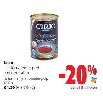 Colruyt Cirio Alle Tomatenpulp of Concentraten aanbieding