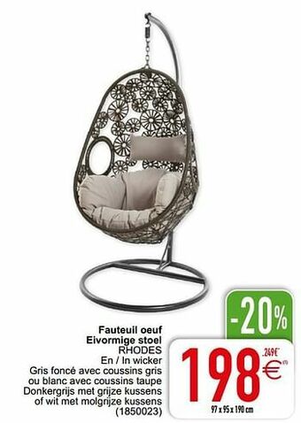 Cora Fauteuil oeuf eivormige stoel rhodes aanbieding