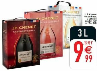 Cora J.p. chenet vin de pays, 3 variétés soorten igp aanbieding