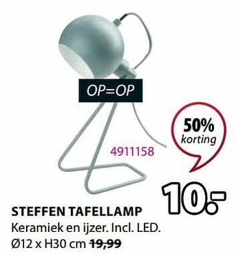 Jysk Steffen tafellamp aanbieding