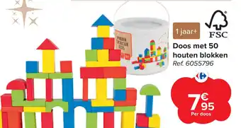 Carrefour Doos Met 50 Houten Blokken aanbieding