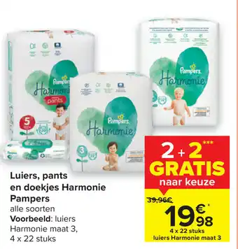 Carrefour Luiers, pants en doekjes Harmonie Pampers aanbieding