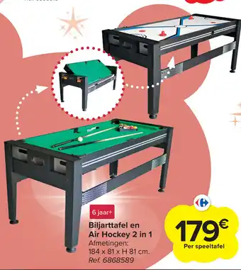 Carrefour Biljarttafel en air hockey 2in1 aanbieding