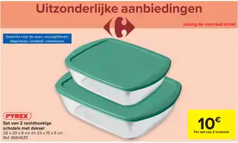 Pyrex Set van 2 rechthoekige schotels met deksel