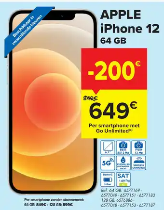 Carrefour Apple iPhone12 64GB aanbieding