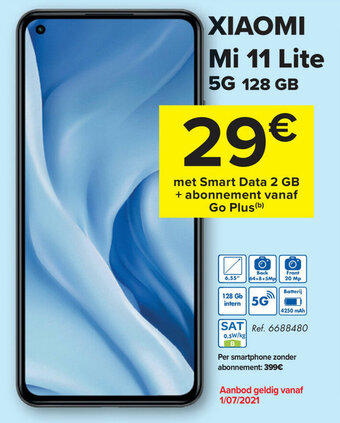 Carrefour Xiaomi Mi 11 Lite 5G 128GB aanbieding