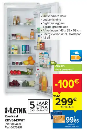 Carrefour Koelkast KKV6143WIT aanbieding