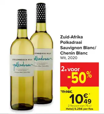 Carrefour Zuid-Afrika Polkadraai Sauvignon Blanc/Chenin Blanc aanbieding