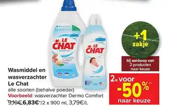 Carrefour Market Wasmiddel en wasverzachter le chat aanbieding