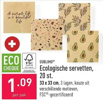 ALDI Sublimo ecologische servetten, 20 st aanbieding