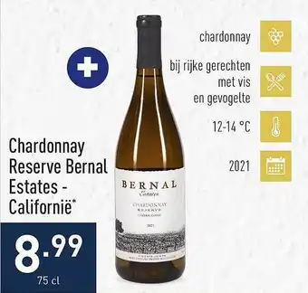 ALDI Chardonnay reserve bernal estates californiё aanbieding