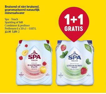 Delhaize Bruisend of niet bruisend, gearomatiseerd natuurlijk mineraalwater spa touch aanbieding