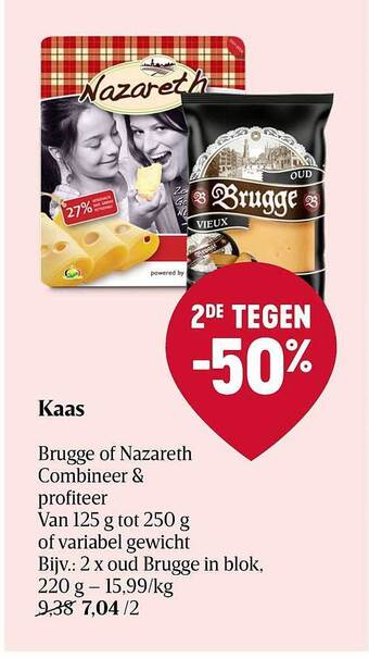 Delhaize Kaas brugge of nazareth aanbieding