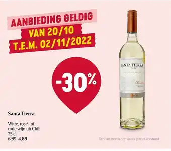 Delhaize Santa tierra witte, rosé of rode wijn uit chili aanbieding