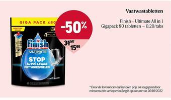 Delhaize Vaatwastabletten finish aanbieding