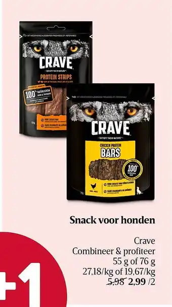 Delhaize Snack voor honden crave aanbieding