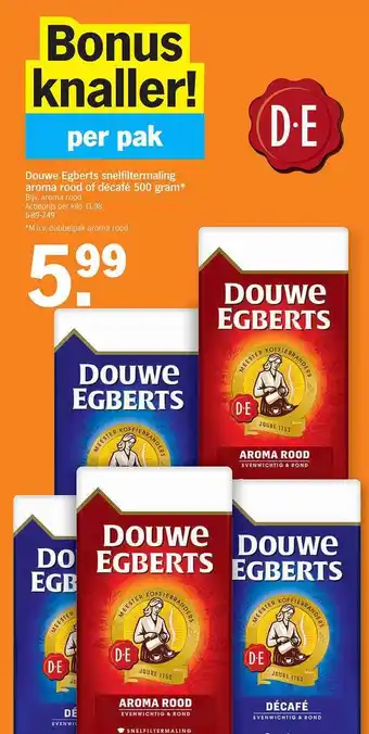 Albert Heijn Douwe egberts snelfiltermaling aroma rood of décafé aanbieding