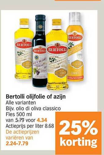 Albert Heijn Bertolli olijfolie of azijn aanbieding