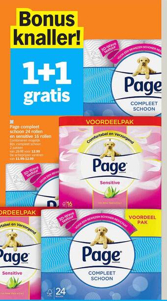 Albert Heijn Page compleet schoon 24 rollen en sensitive 16 rollen aanbieding
