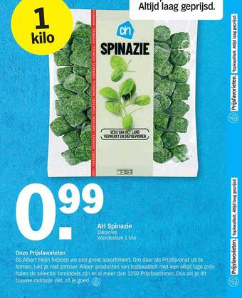 Albert Heijn Ah spinazie aanbieding
