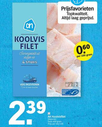 Albert Heijn Ah koolvisfilet aanbieding