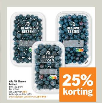 Albert Heijn Ah blauwe bessen aanbieding