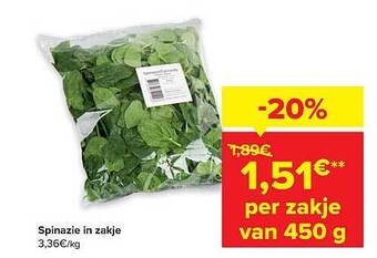 Carrefour Market Spinazie in zakje aanbieding