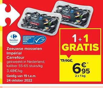 Carrefour Market Zeeuwse mosselen impérial aanbieding