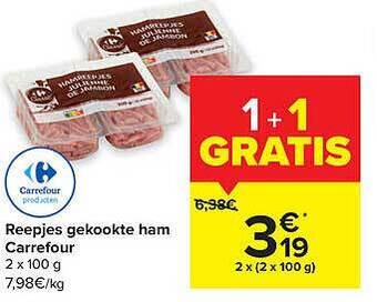 Carrefour Market Reepjes gekookte ham aanbieding
