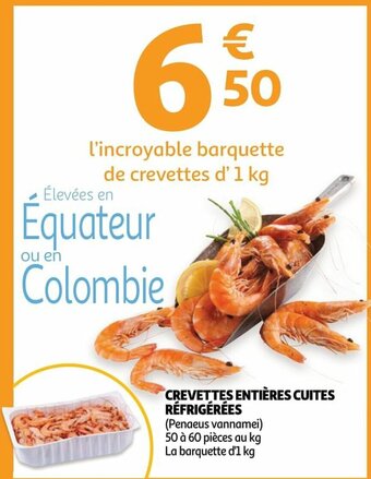 Auchan Crevettes entieres cuites refrigerees 1kg aanbieding