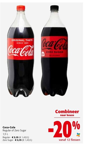 Colruyt Coca-Cola regular of zero sugar 1.5L aanbieding